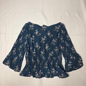 American Eagle women's shirt Floral Smocked Peplum Bell cottagecore large